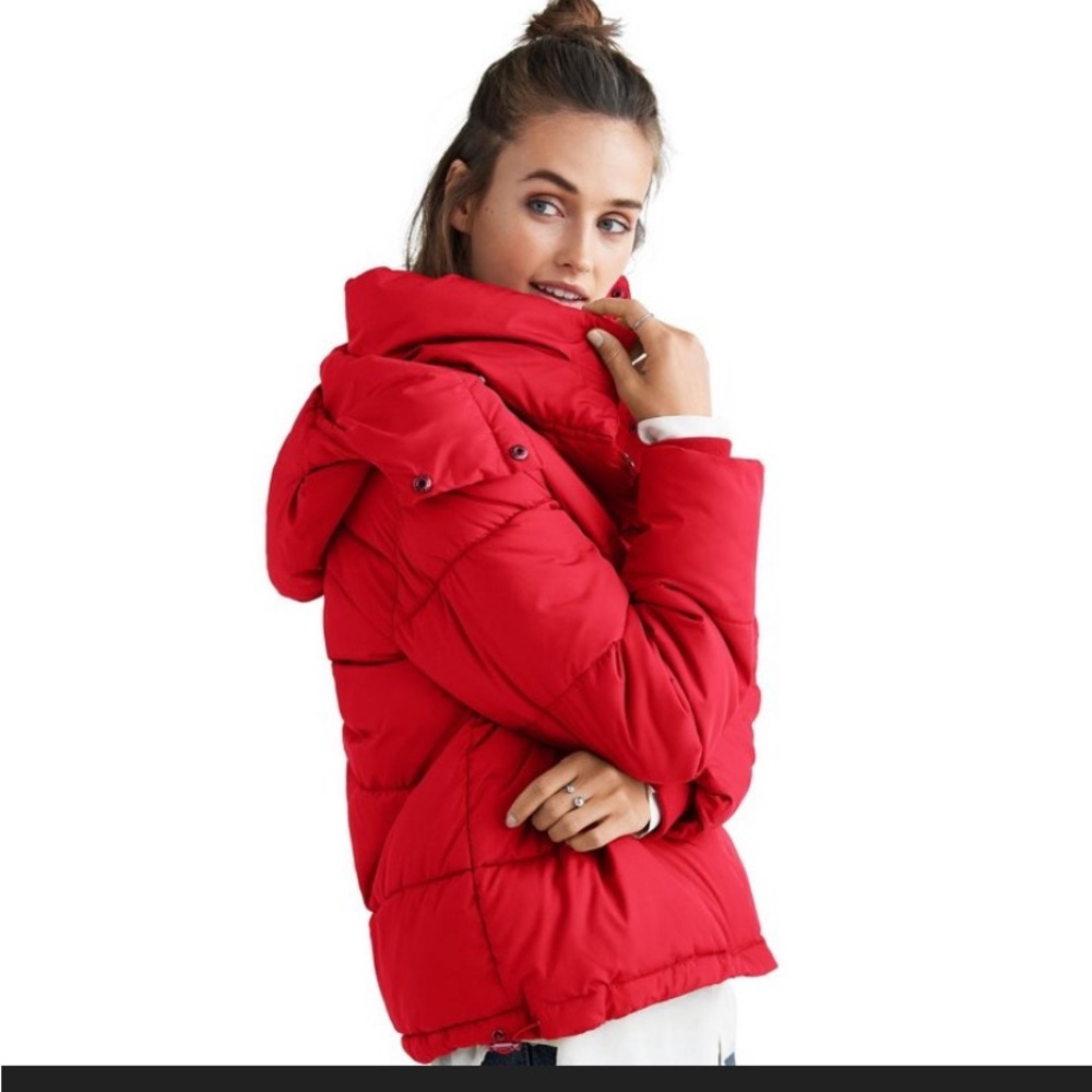 J. Crew Women’s Coat Puffer Orange Red Like New L Large